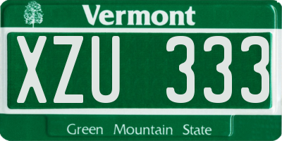 VT license plate XZU333