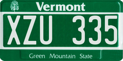 VT license plate XZU335