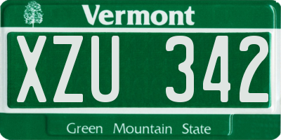 VT license plate XZU342