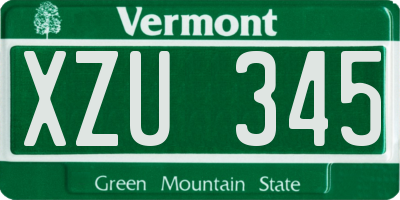 VT license plate XZU345
