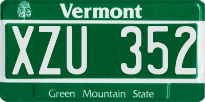VT license plate XZU352
