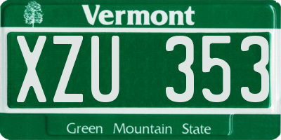 VT license plate XZU353