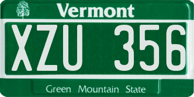 VT license plate XZU356