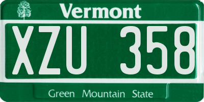 VT license plate XZU358
