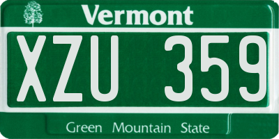 VT license plate XZU359