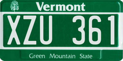 VT license plate XZU361
