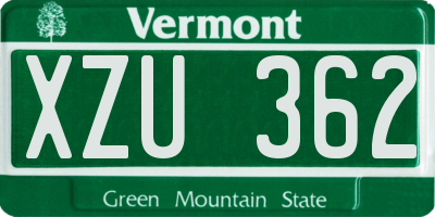 VT license plate XZU362