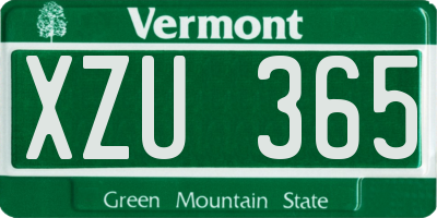 VT license plate XZU365