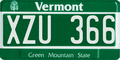 VT license plate XZU366