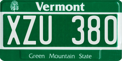 VT license plate XZU380