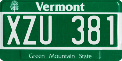 VT license plate XZU381