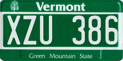 VT license plate XZU386