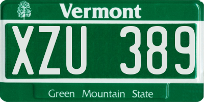 VT license plate XZU389