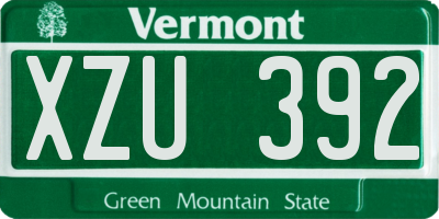 VT license plate XZU392