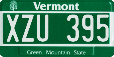 VT license plate XZU395
