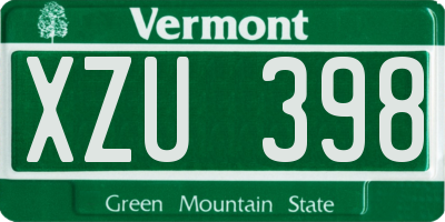 VT license plate XZU398