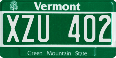 VT license plate XZU402