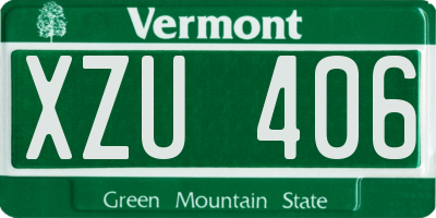 VT license plate XZU406