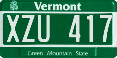 VT license plate XZU417