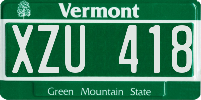 VT license plate XZU418