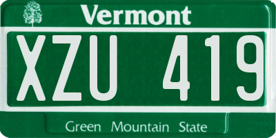 VT license plate XZU419