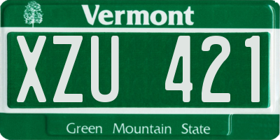 VT license plate XZU421