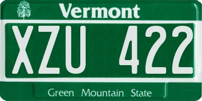 VT license plate XZU422