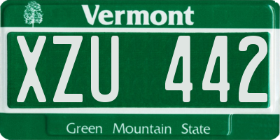 VT license plate XZU442
