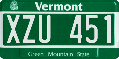 VT license plate XZU451
