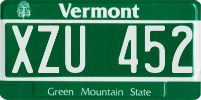 VT license plate XZU452