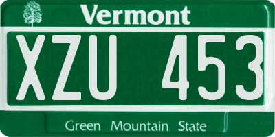 VT license plate XZU453