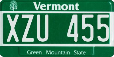 VT license plate XZU455