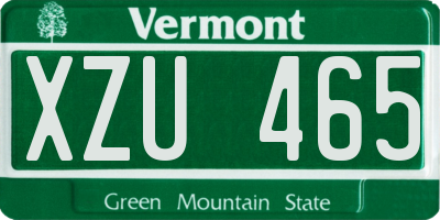 VT license plate XZU465