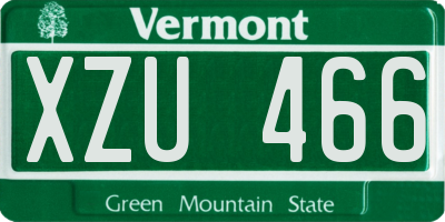 VT license plate XZU466