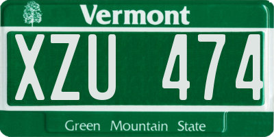 VT license plate XZU474