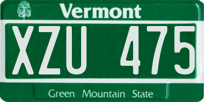 VT license plate XZU475