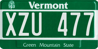 VT license plate XZU477