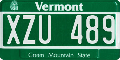 VT license plate XZU489