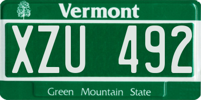 VT license plate XZU492