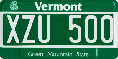 VT license plate XZU500