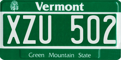 VT license plate XZU502