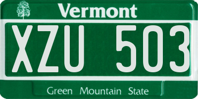 VT license plate XZU503
