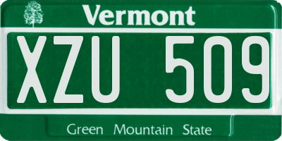 VT license plate XZU509