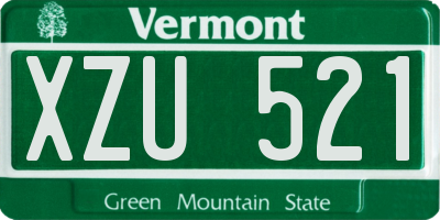 VT license plate XZU521