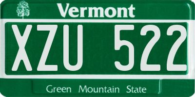 VT license plate XZU522