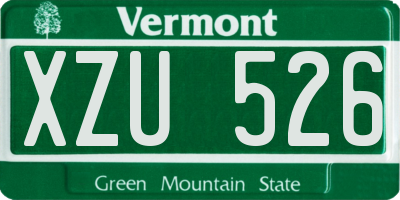 VT license plate XZU526