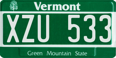 VT license plate XZU533