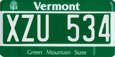 VT license plate XZU534