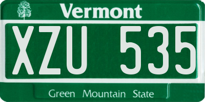 VT license plate XZU535