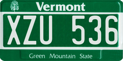VT license plate XZU536